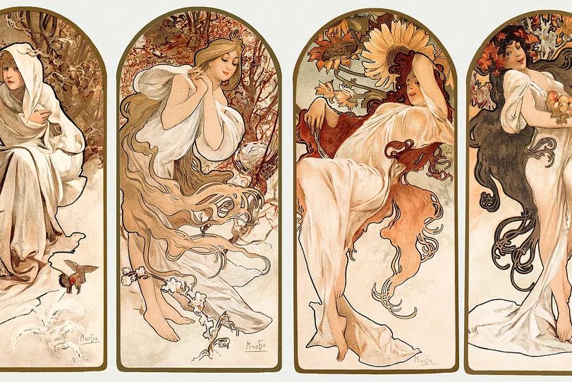 Four Seasons — Art Nouveau Print. poster — fine-art art