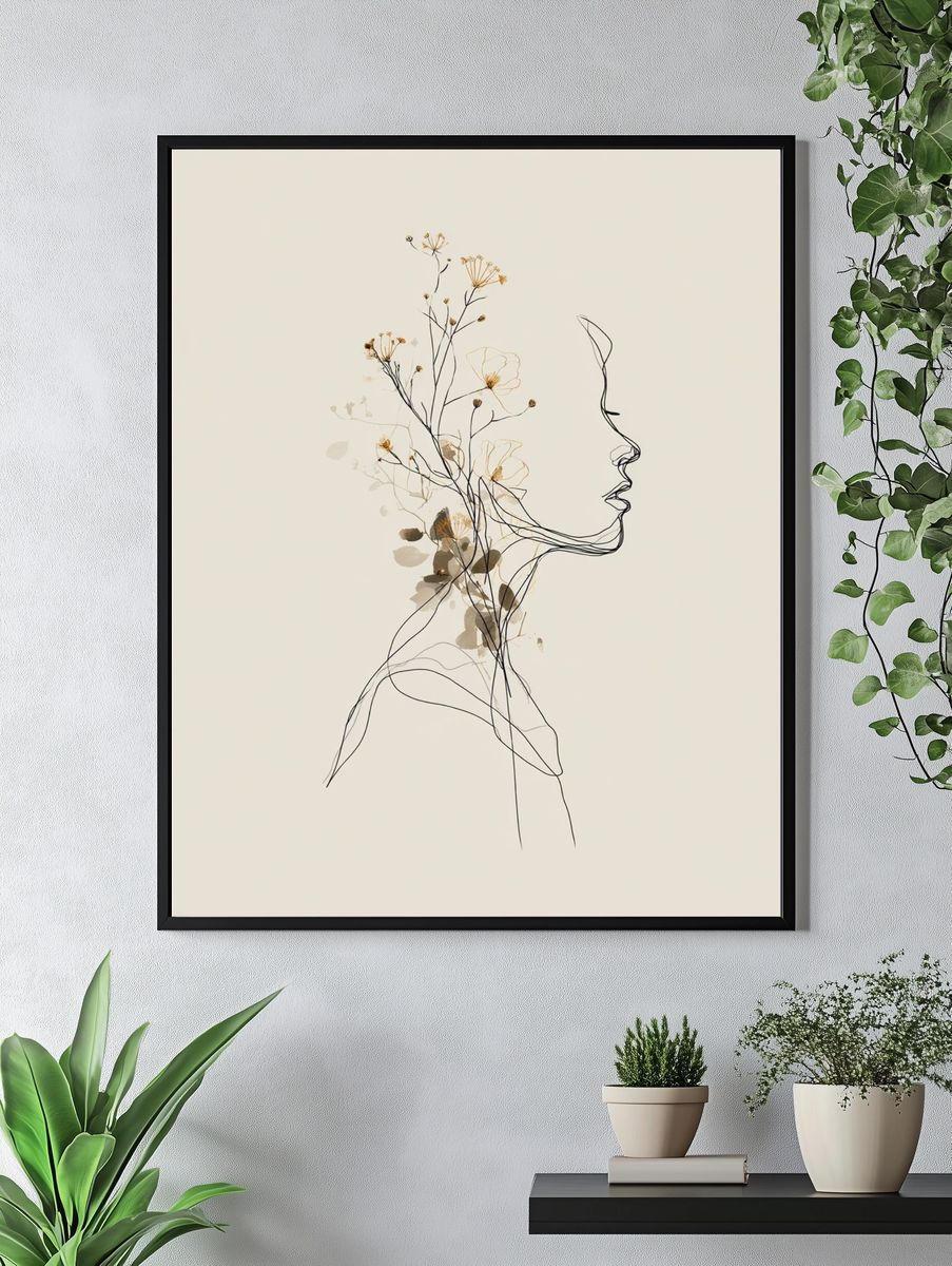 Floral Silhouette — Minimalist Print. — room view 4