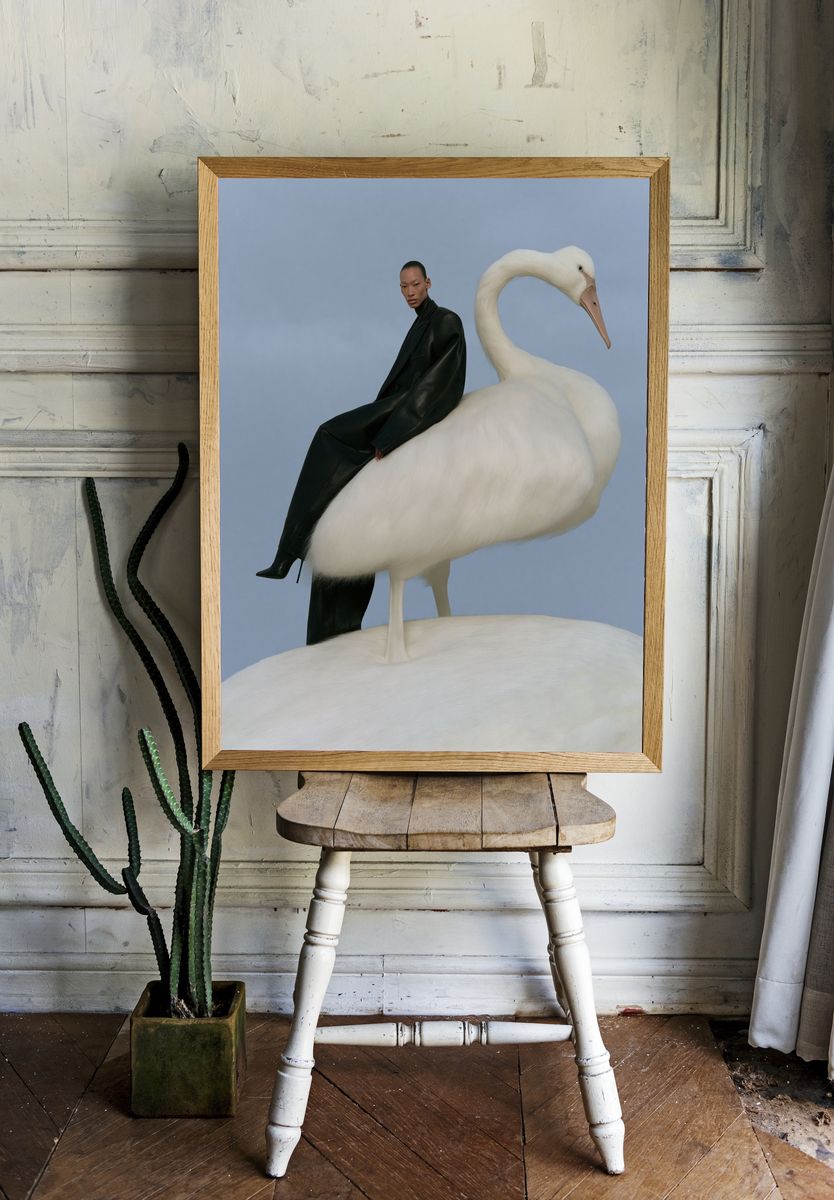 Fashion Swan Portrait Print. — room view 1