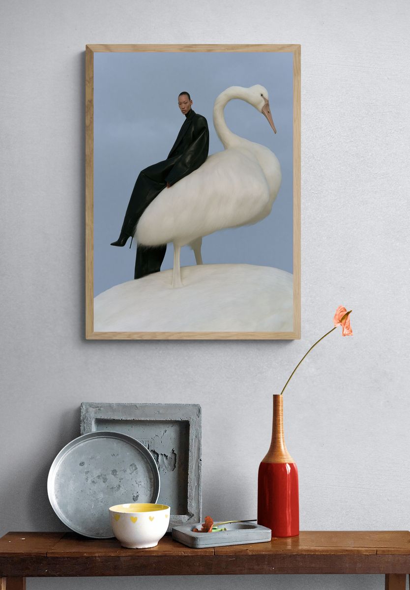 Fashion Swan Portrait Print. — room view 3