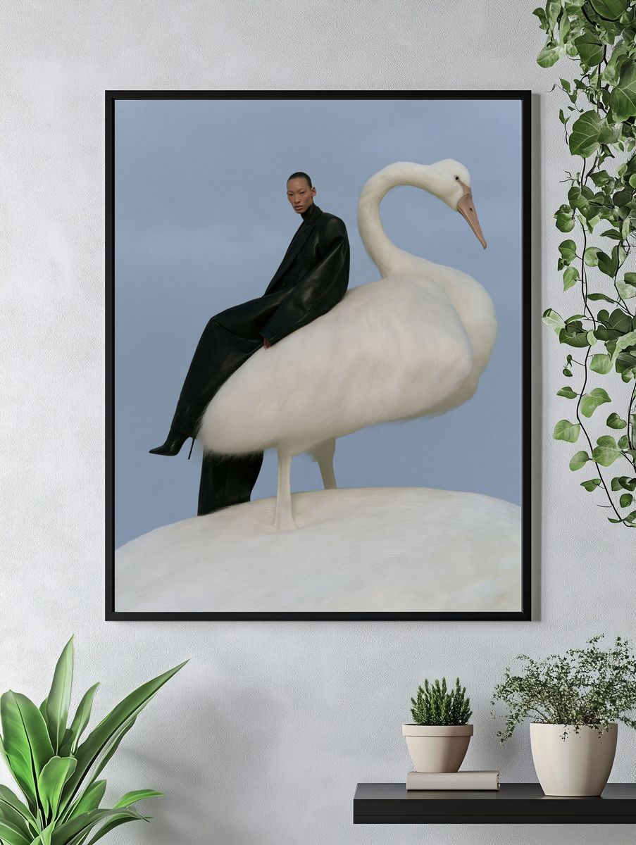 Fashion Swan Portrait Print. — room view 4