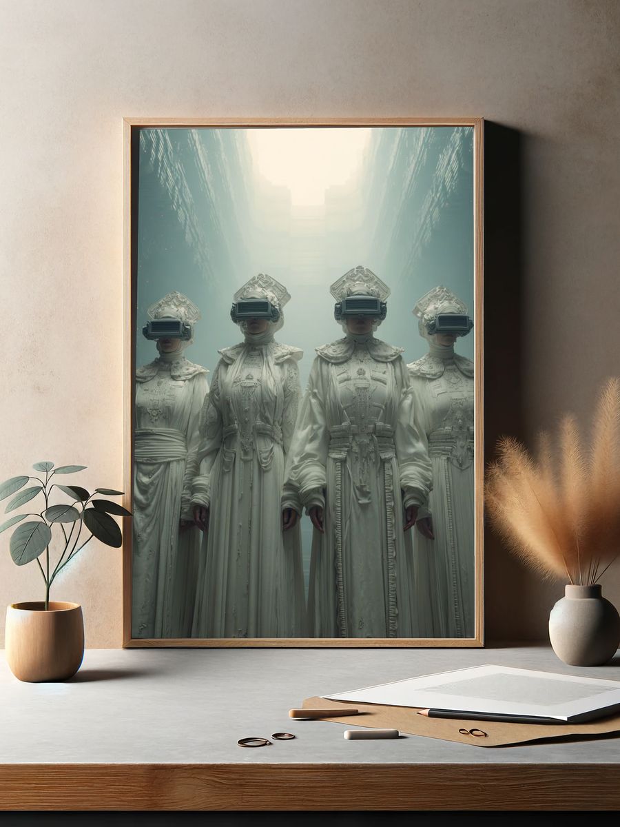 Futuristic Sisters — Surrealism Print. — room view 2
