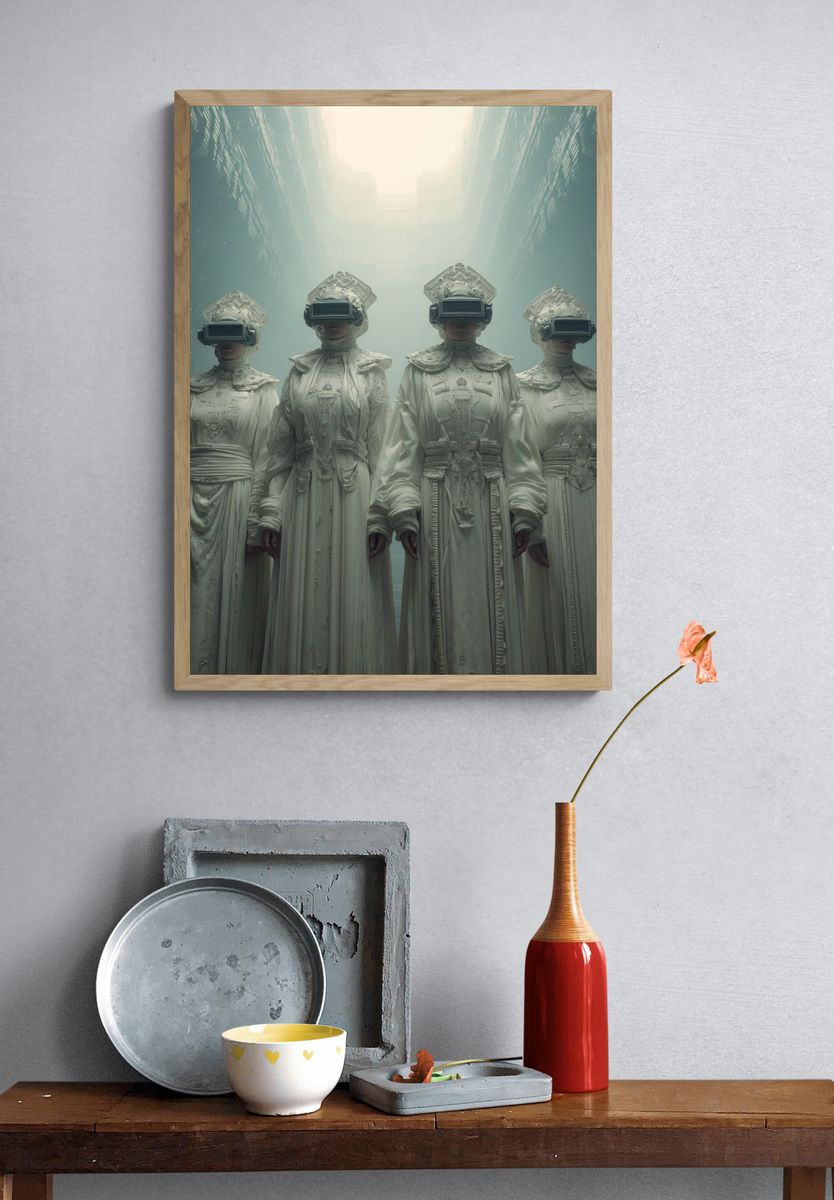 Futuristic Sisters — Surrealism Print. — room view 3