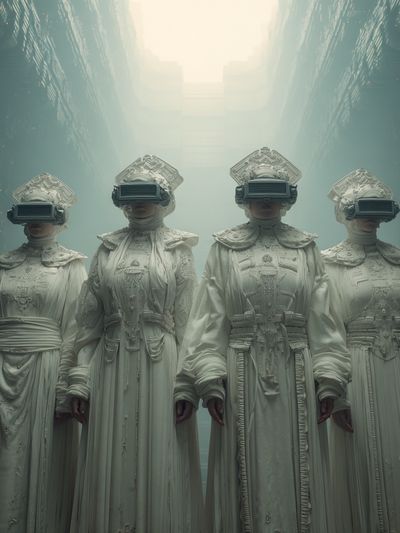 Futuristic Sisters — Surrealism Print. poster print