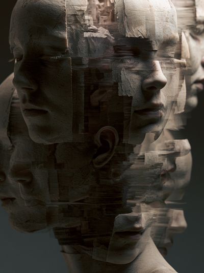 Fragmented Faces Surrealism Print. poster print