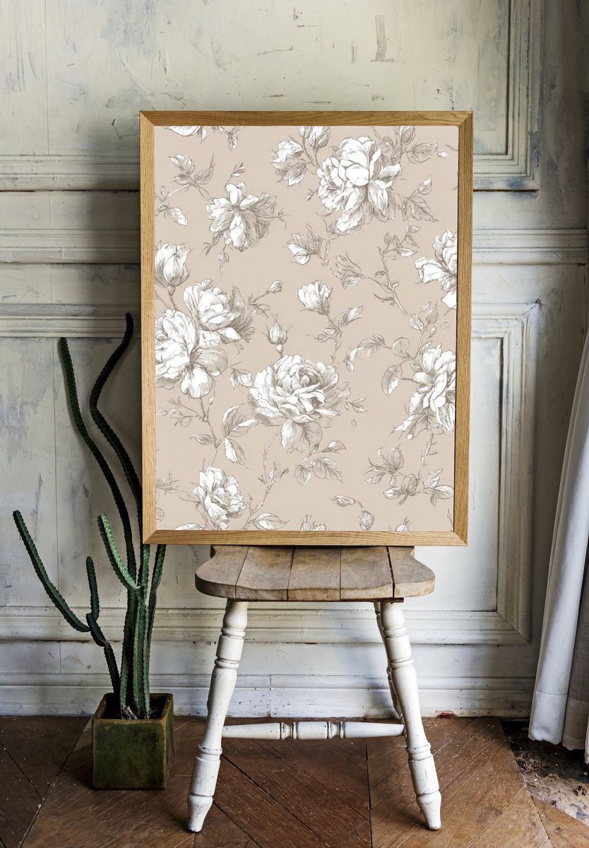 Floral Sketch — Vintage Print. — room view 1