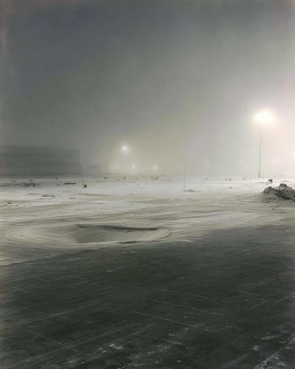 Foggy Snowfield Night Photography Poster. poster — photography art