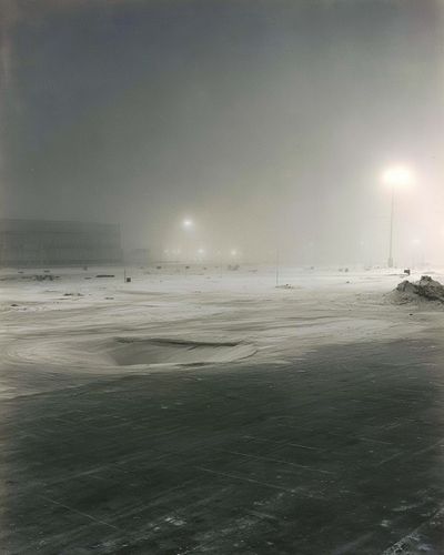 Foggy Snowfield Night Photography Poster. poster print