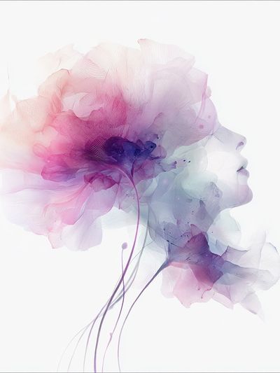 Floral Silhouette — Watercolor Print. poster print
