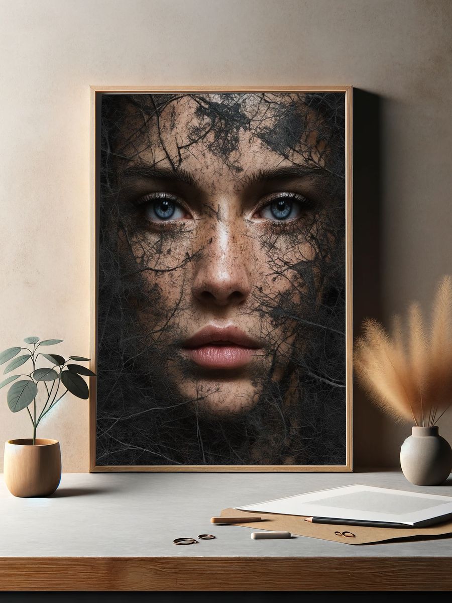 Forest Face Surrealism Poster. — room view 2