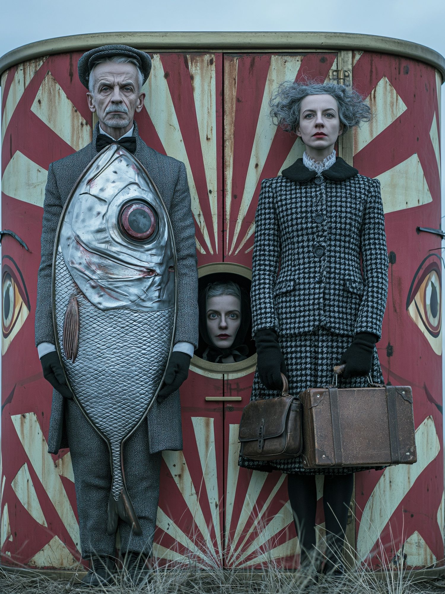 Surreal Fish Costume Portrait Poster. poster detail