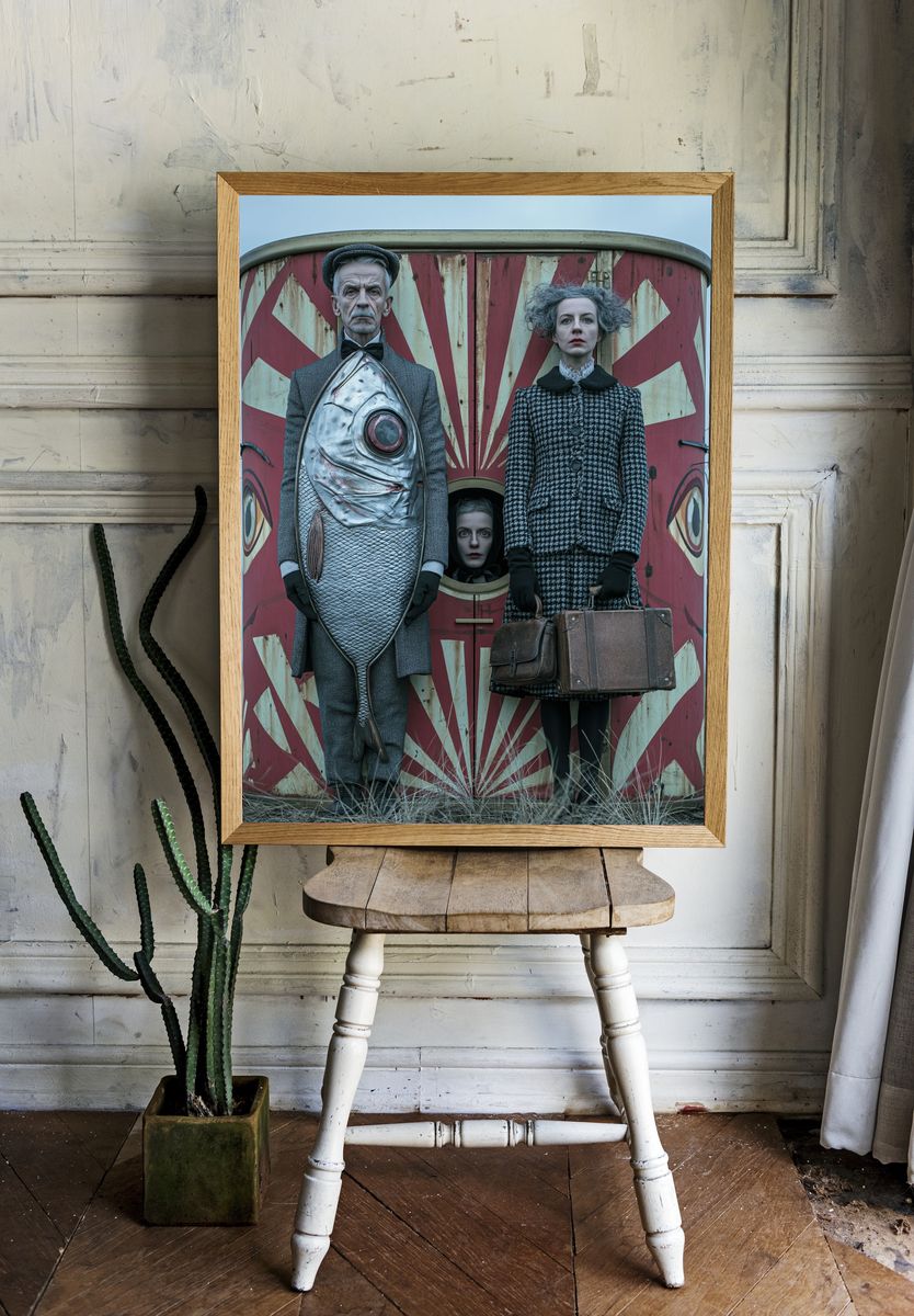 Surreal Fish Costume Portrait Poster. — room view 1