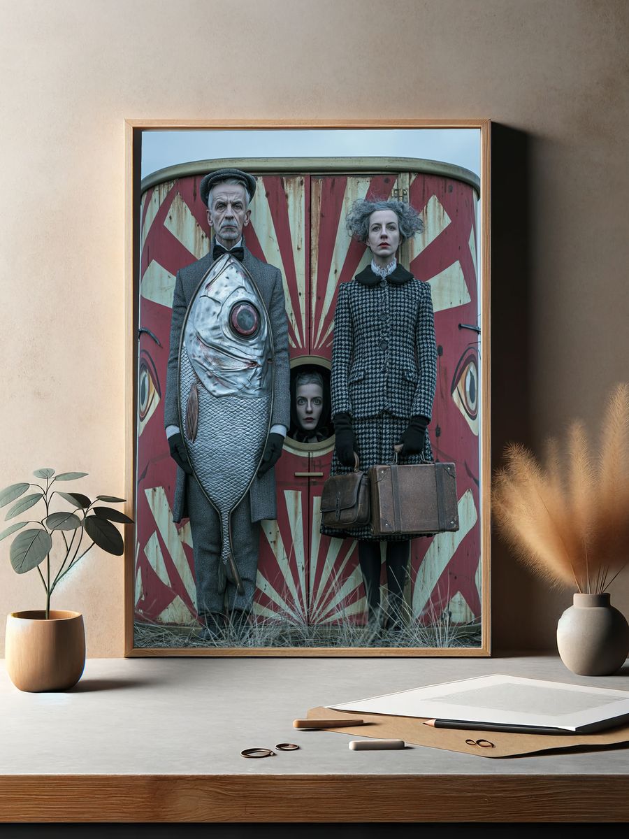 Surreal Fish Costume Portrait Poster. — room view 2