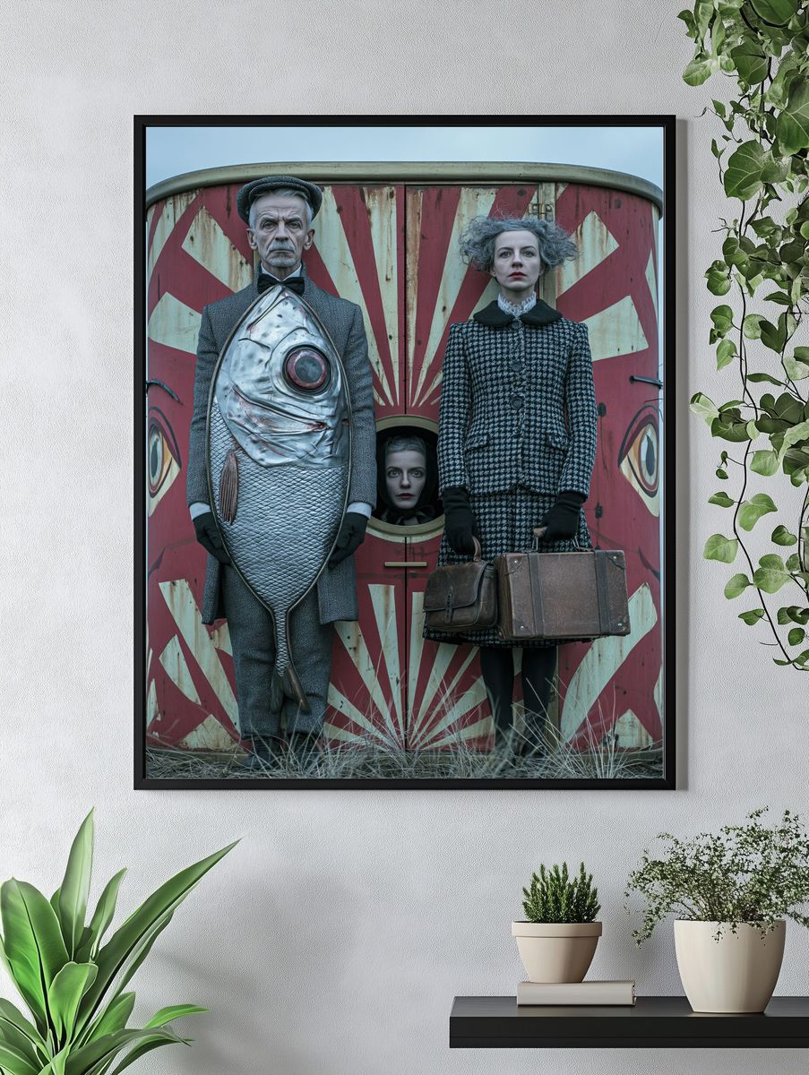 Surreal Fish Costume Portrait Poster. — room view 4