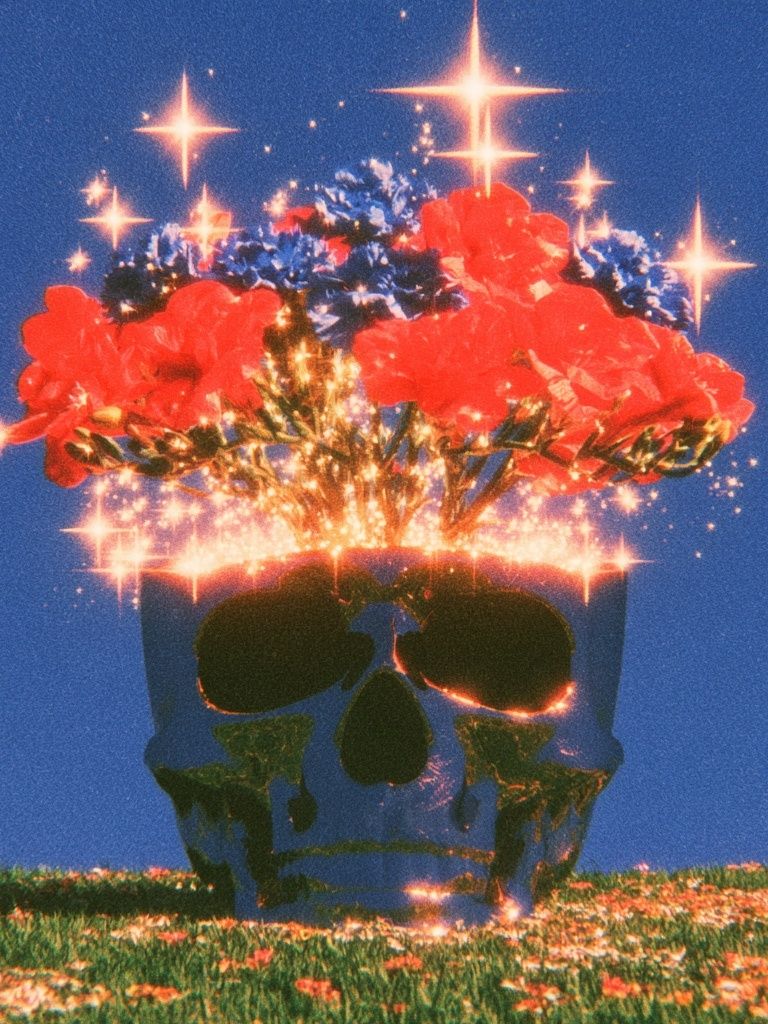 Skull Flower Bloom Surrealism Poster. poster — fine-art art