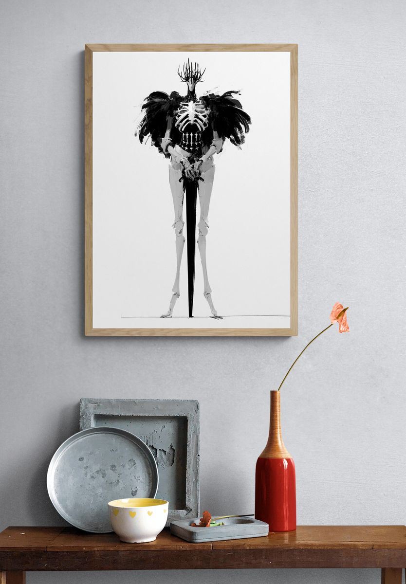 Monochrome Surreal Figure Print. — room view 3