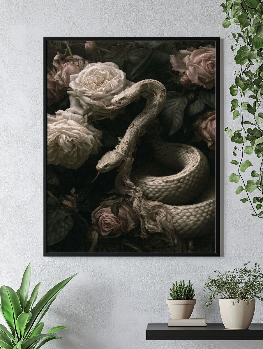 Serpent and Roses Surrealism Print. — room view 4