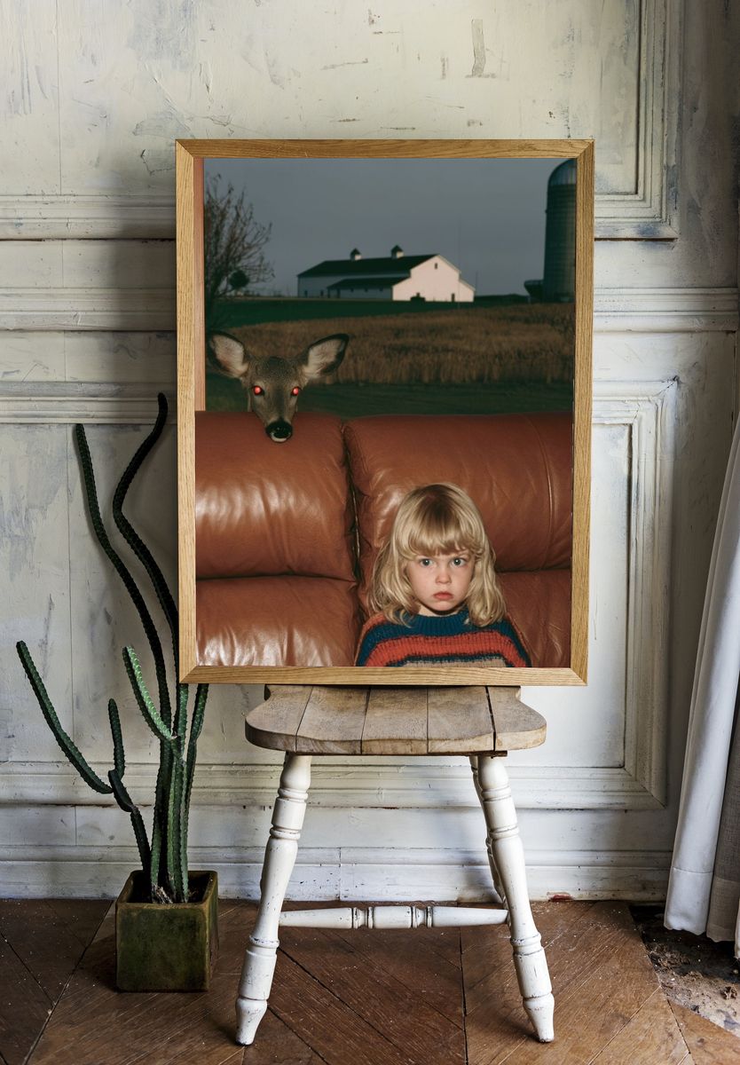 Surreal Deer Living Room Poster. — room view 1