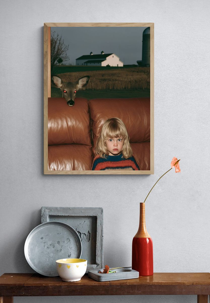 Surreal Deer Living Room Poster. — room view 3
