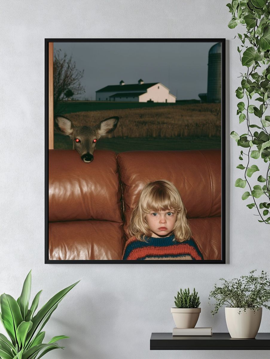 Surreal Deer Living Room Poster. — room view 4