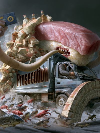Surreal Prosecution Truck Poster. poster print
