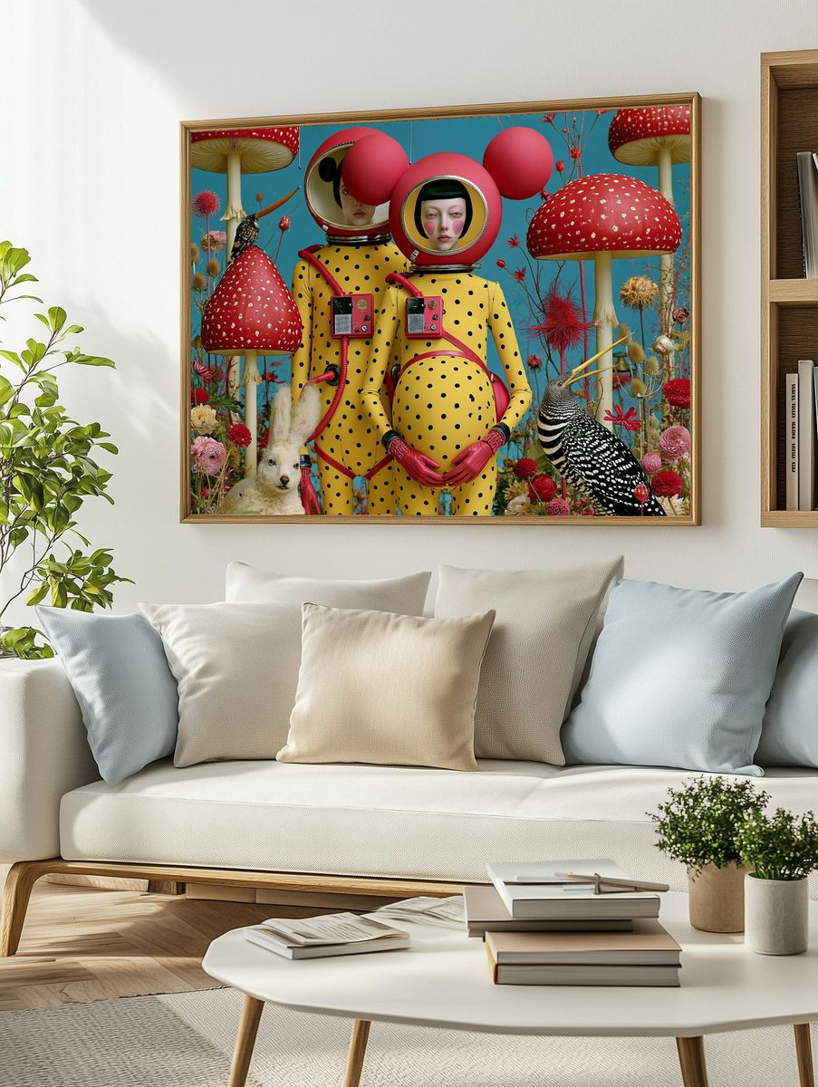 Surreal Mushroom Garden Poster. — room view 2