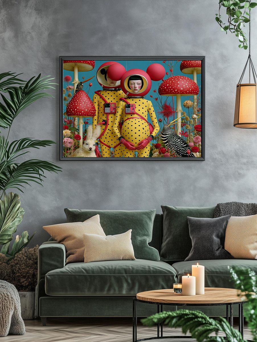 Surreal Mushroom Garden Poster. — room view 4