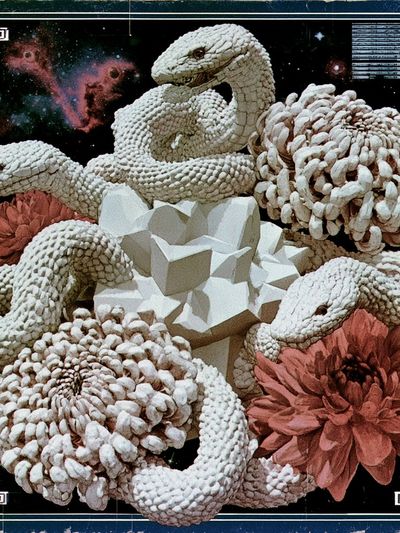 Surreal Serpent Floral Poster. poster