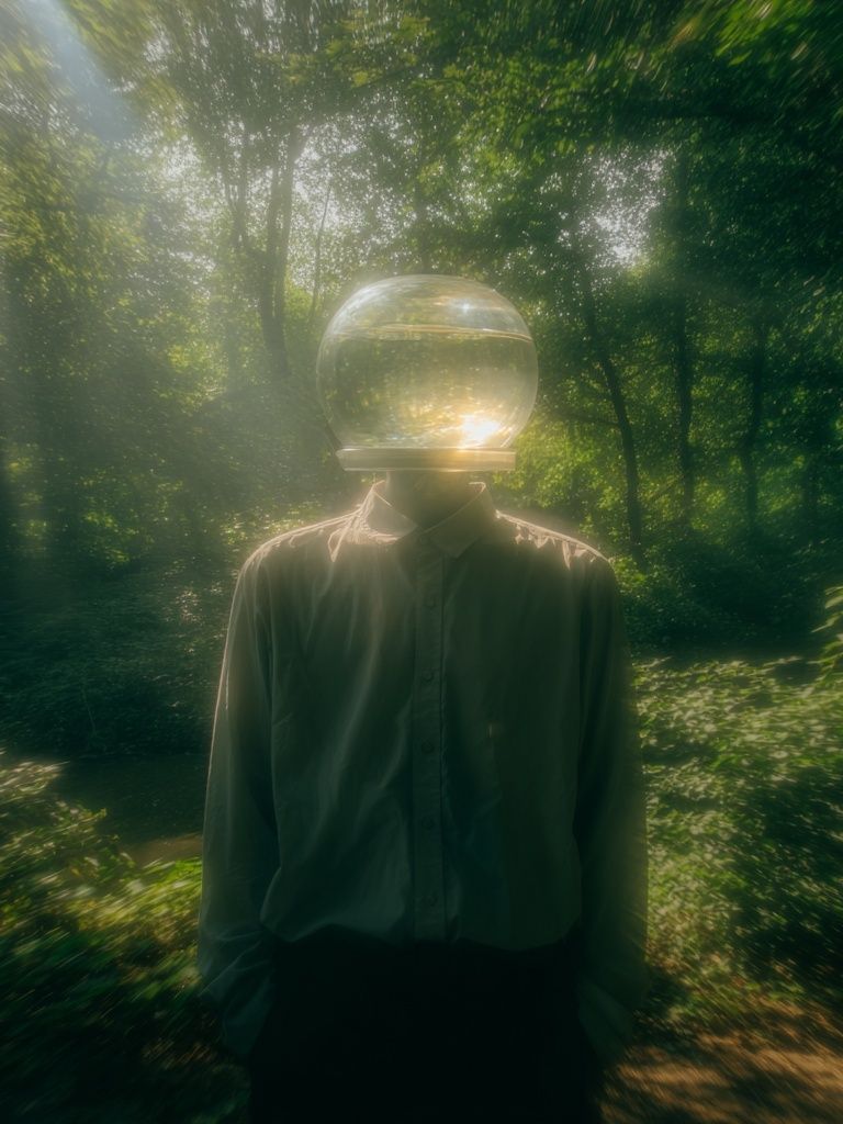 Glass Head in Forest Surrealism Print. poster detail