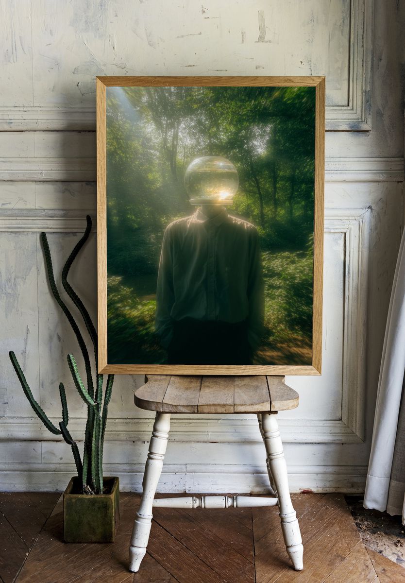 Glass Head in Forest Surrealism Print room preview