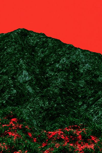Surreal Red Sky Mountain Print. poster