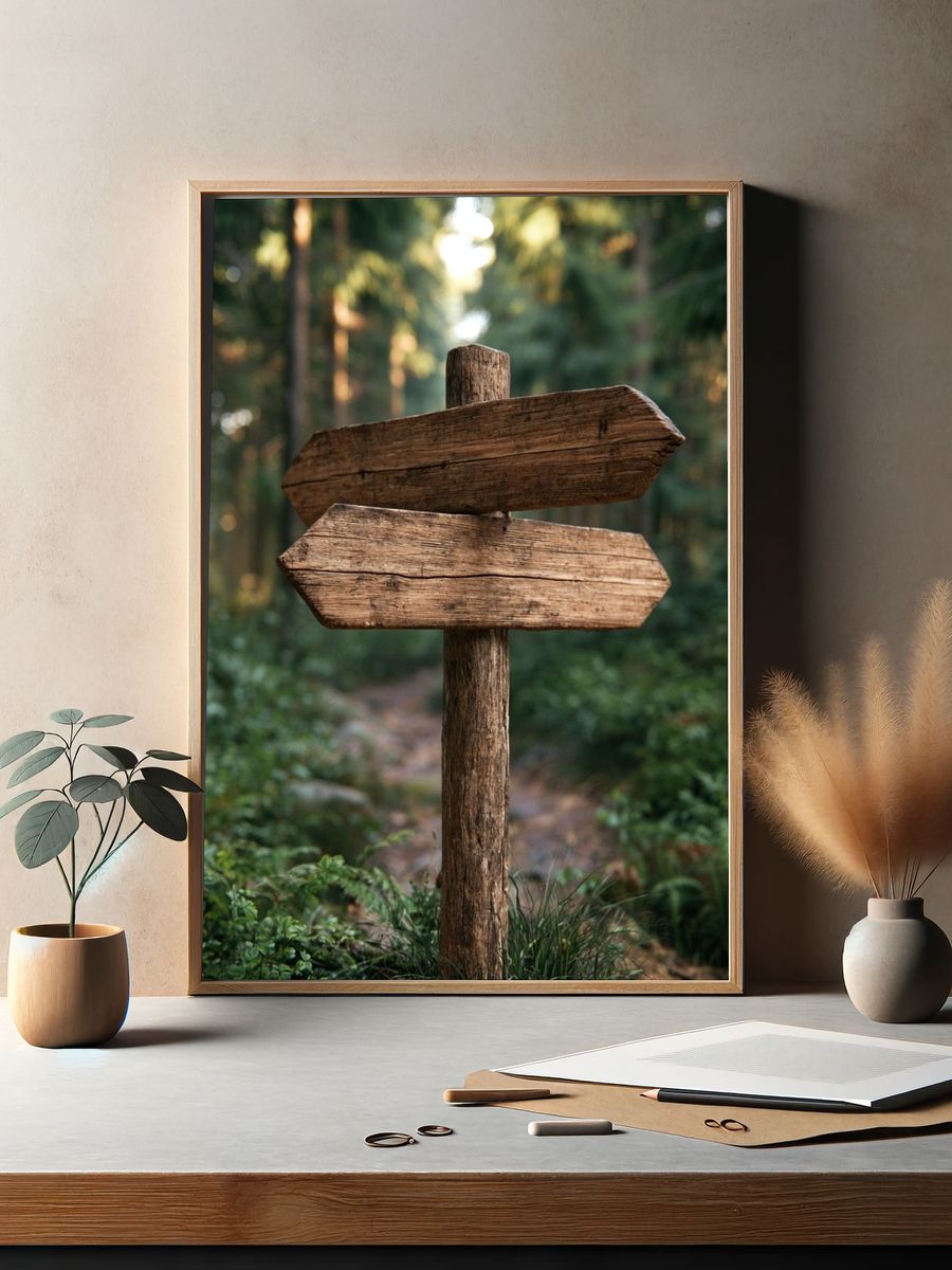 Forest Trail Sign Photography Poster. — room view 2