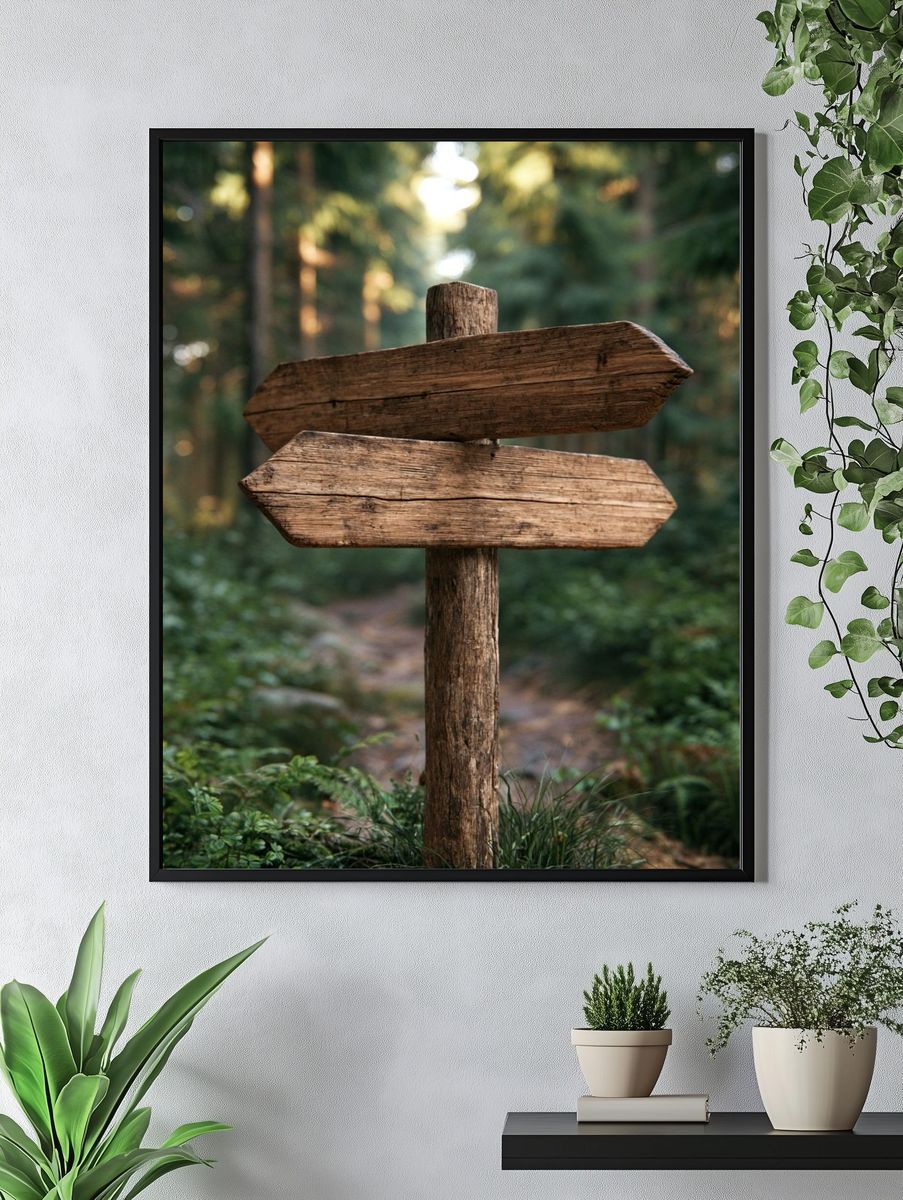 Forest Trail Sign Photography Poster. — room view 4
