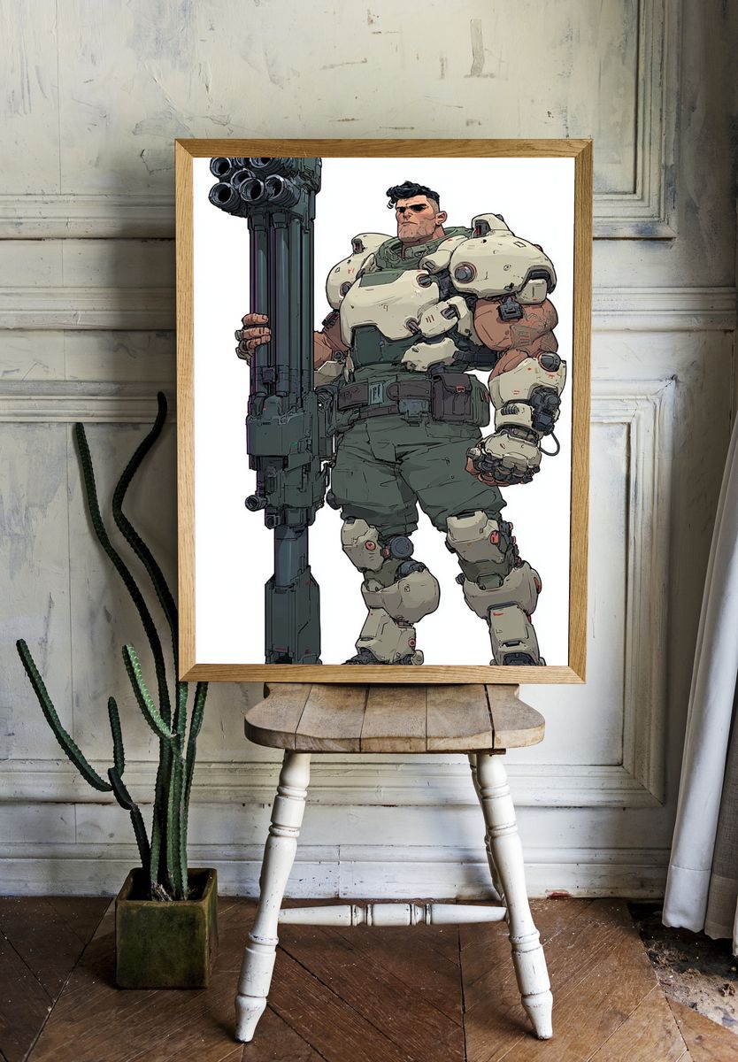 Futuristic Soldier — Digital Art Print room preview