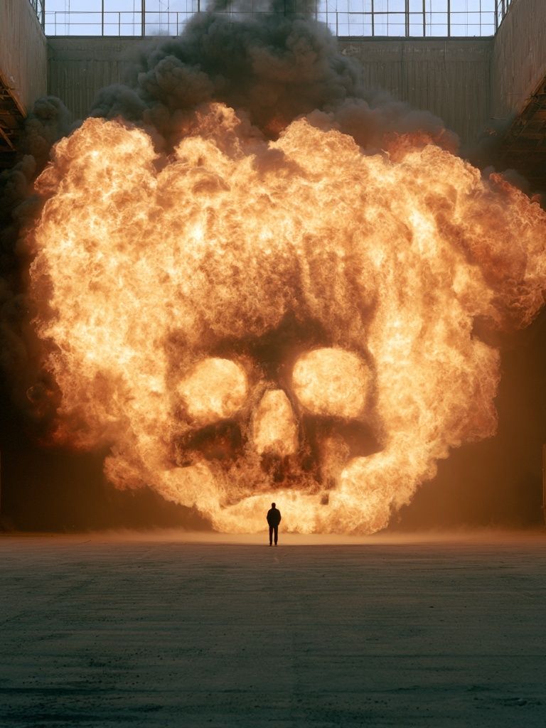 Skull Fireball — Surrealism Print. poster detail