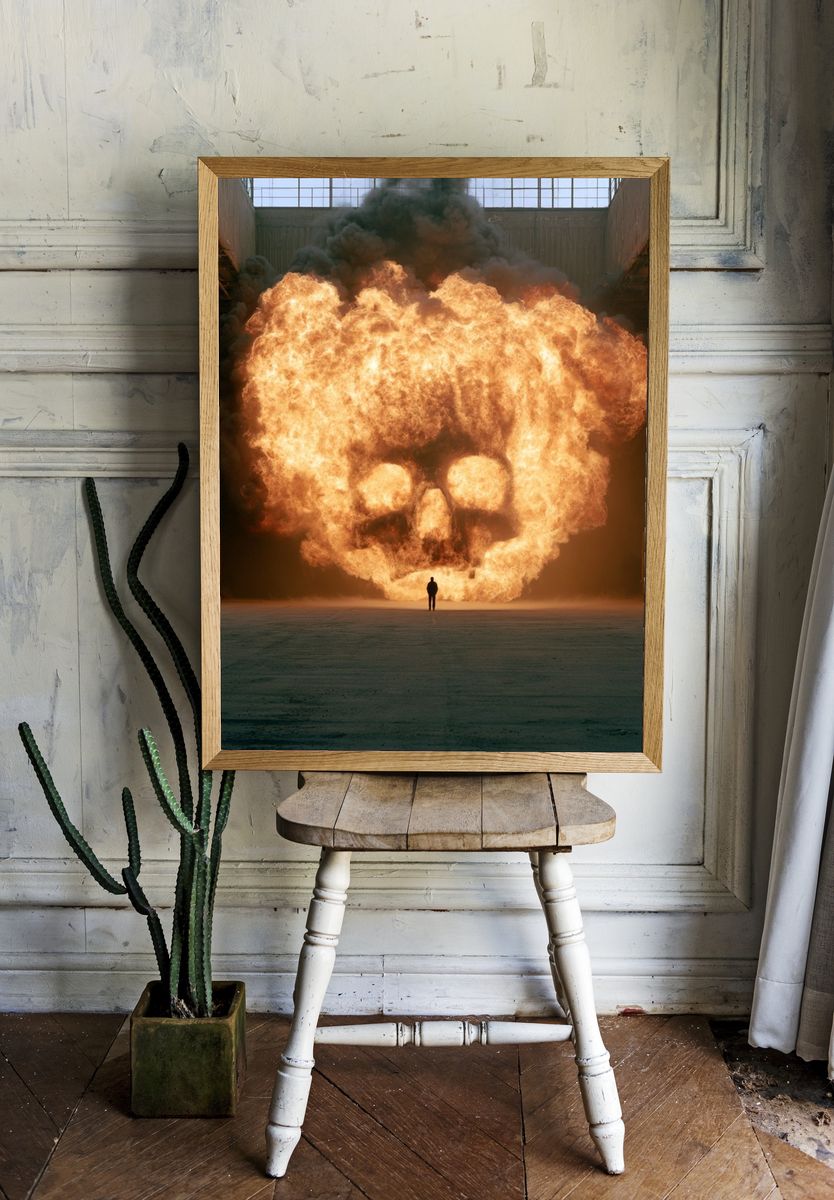 Skull Fireball — Surrealism Print. — room view 1