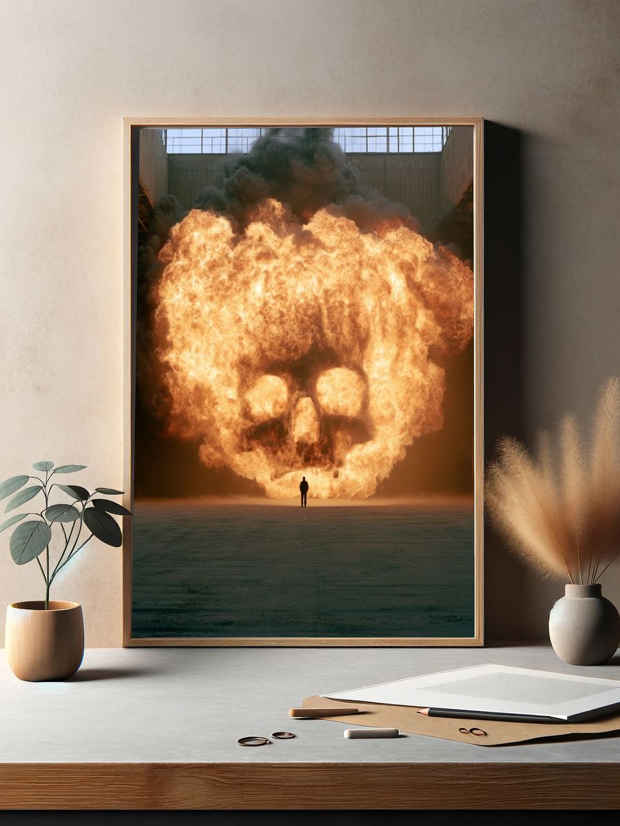 Skull Fireball — Surrealism Print. — room view 2