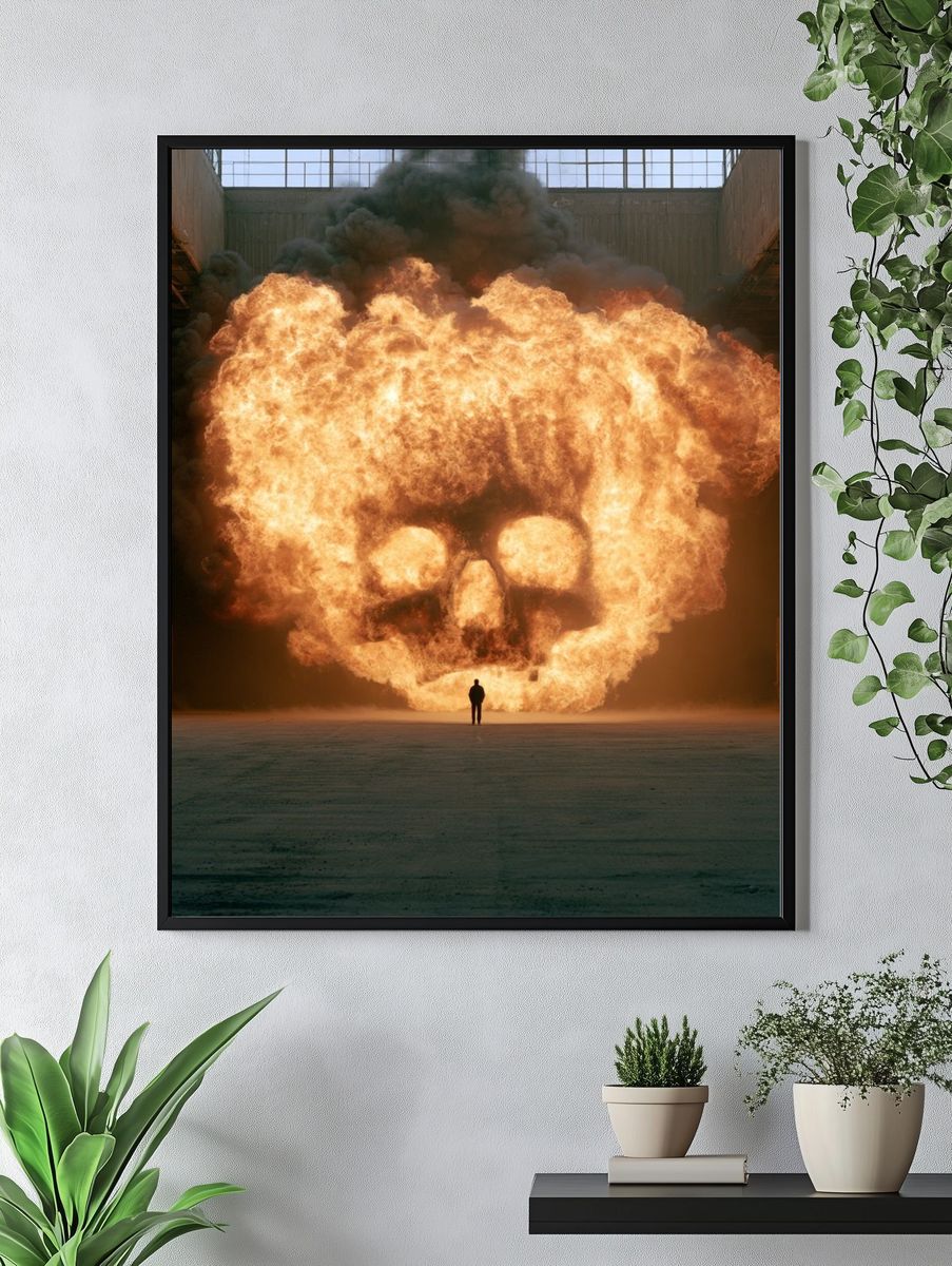 Skull Fireball — Surrealism Print. — room view 4