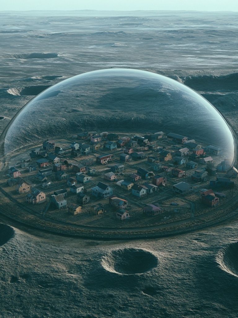 Floating Village Surrealism Print. poster detail
