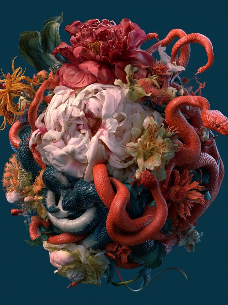 Serpent Bloom Surrealism Poster. poster — fine-art art