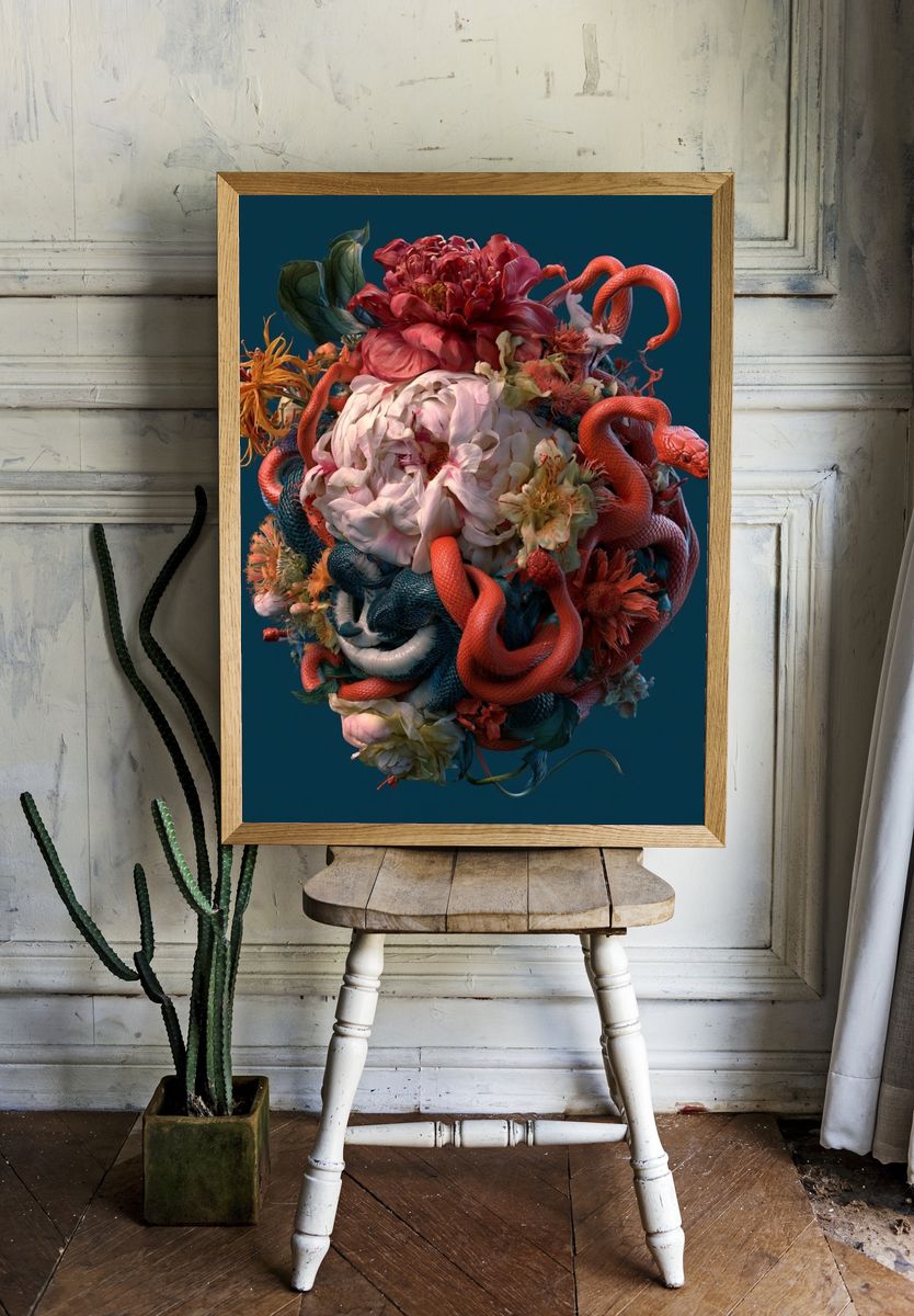 Serpent Bloom Surrealism Poster. — room view 1