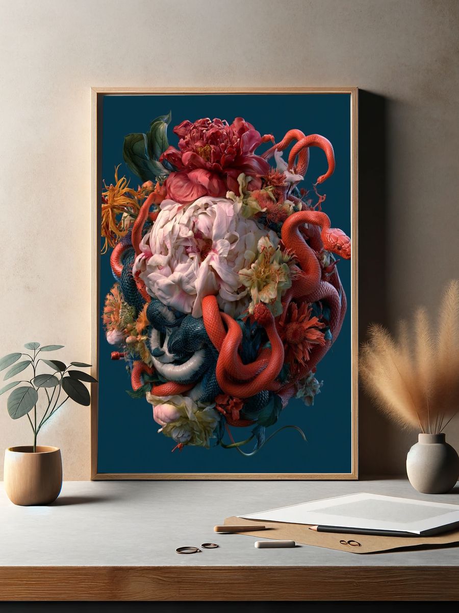 Serpent Bloom Surrealism Poster. — room view 2