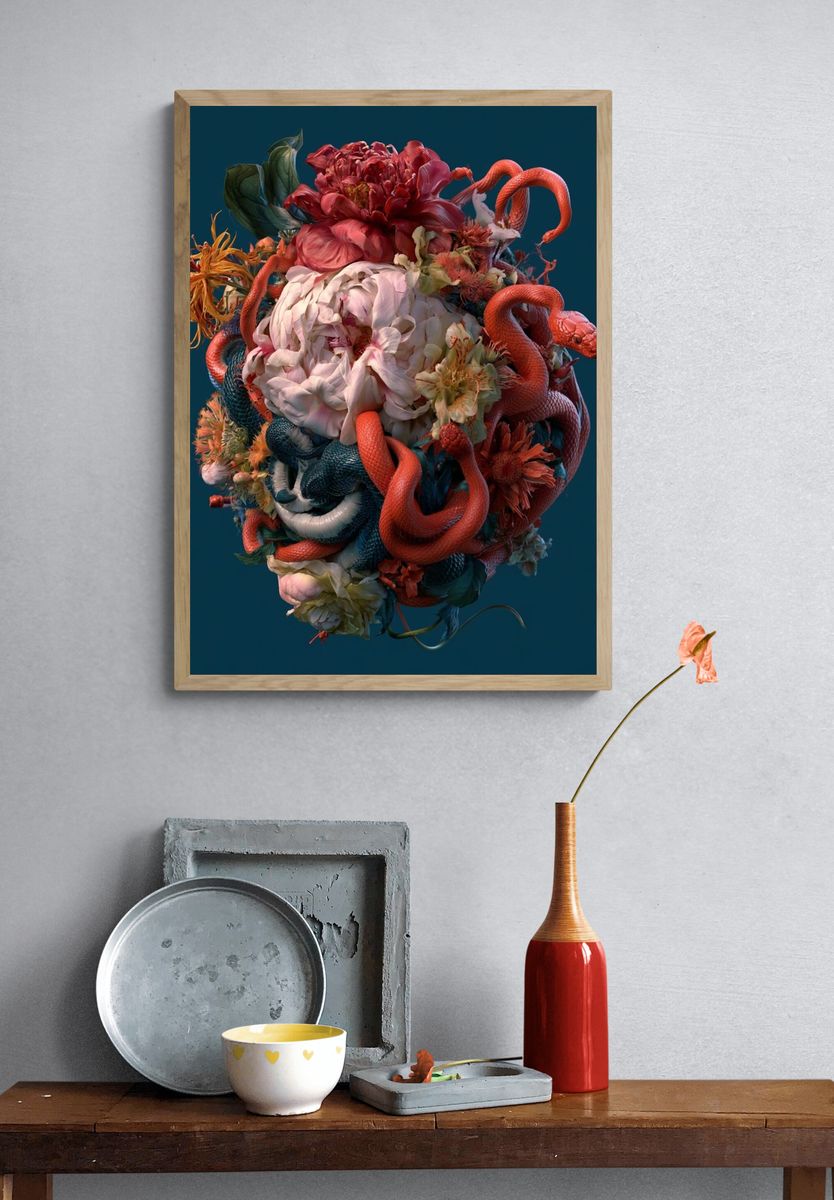 Serpent Bloom Surrealism Poster. — room view 3