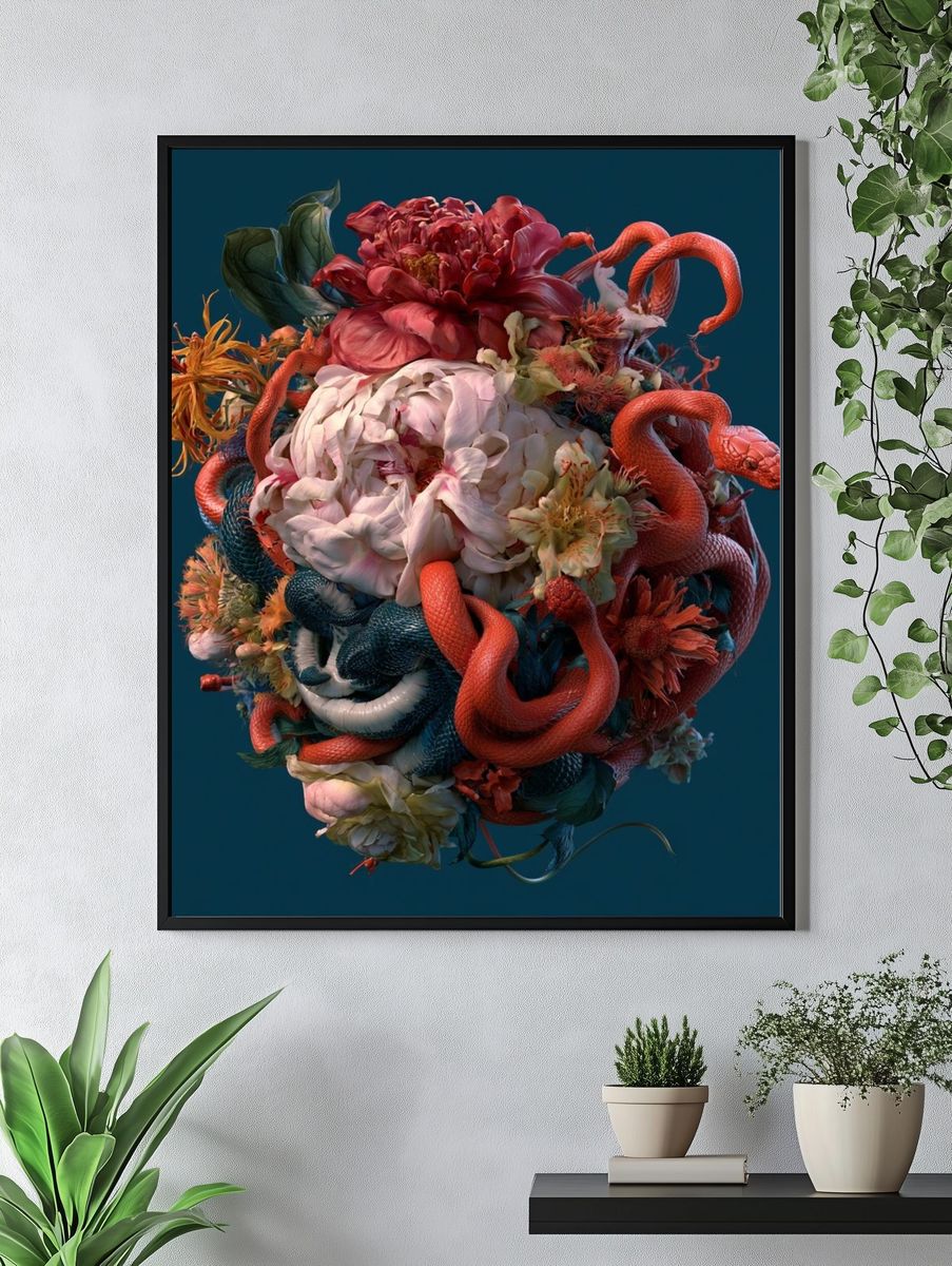 Serpent Bloom Surrealism Poster. — room view 4