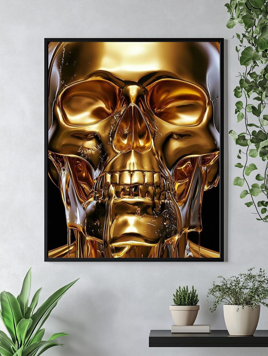 Golden Skull Surrealism Poster. — room view 4
