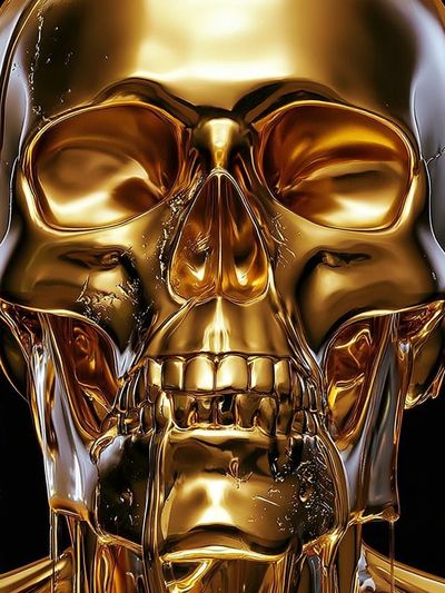 Golden Skull Surrealism Poster. poster print