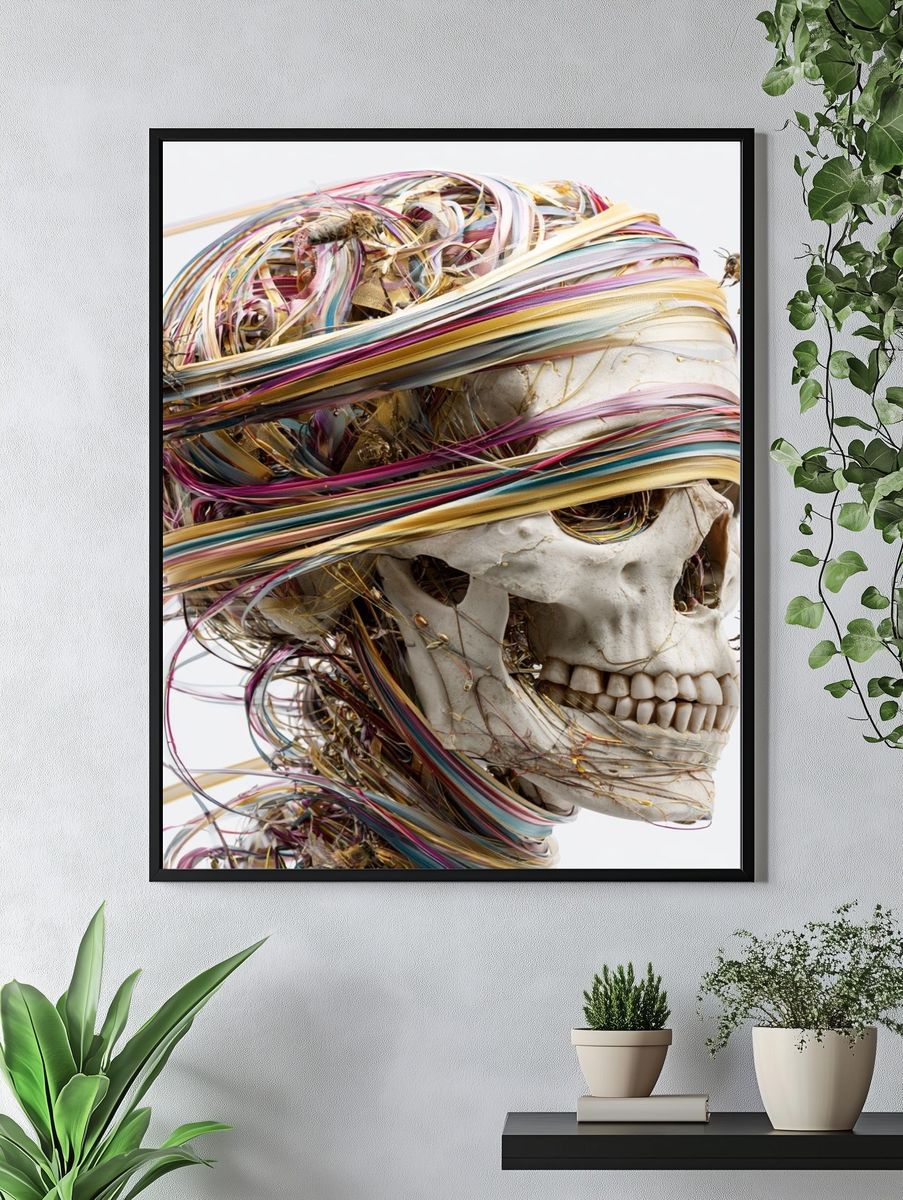 Bee-Wrapped Skull Surrealism Print. — room view 4