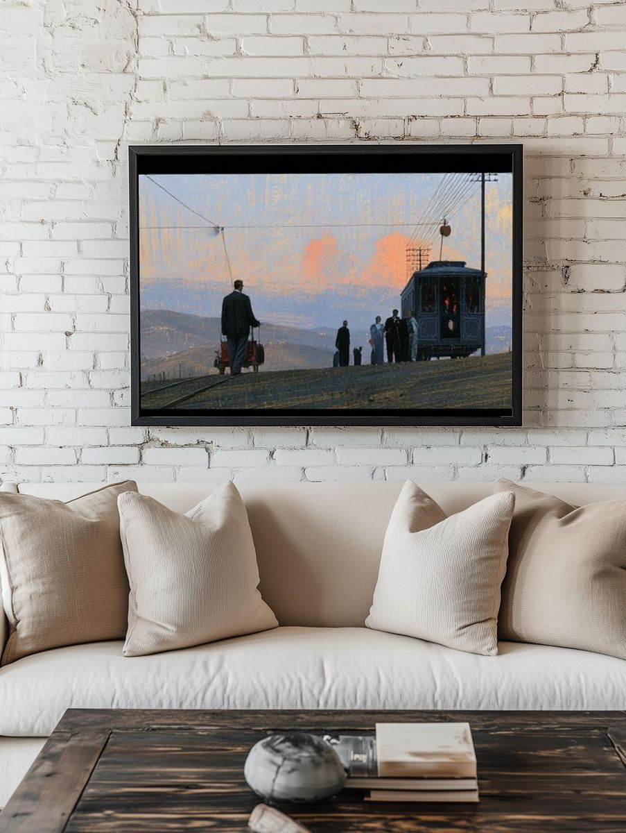 Tram at Dusk Fine-Art Poster. — room view 1