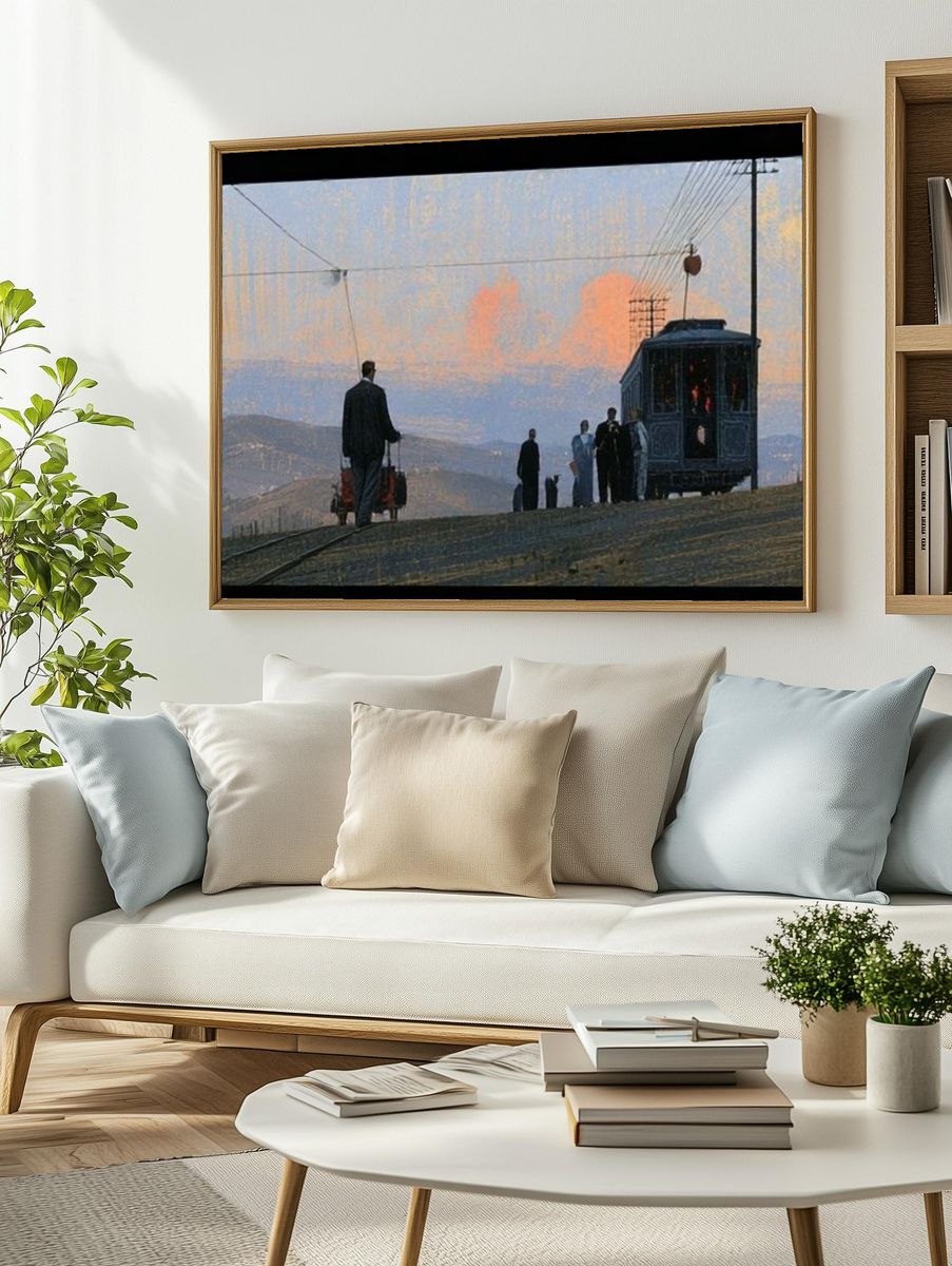 Tram at Dusk Fine-Art Poster. — room view 2