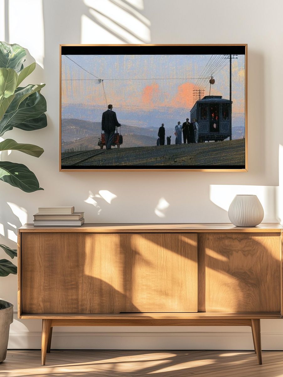 Tram at Dusk Fine-Art Poster. — room view 3